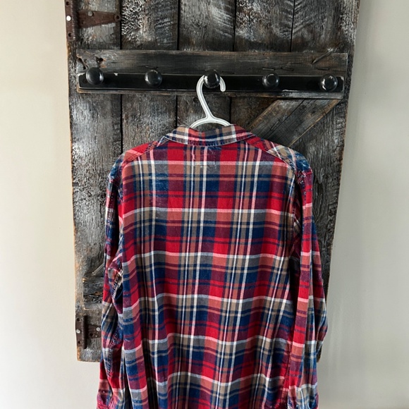 Distillery Men's Long Sleeve Snap Button Shirt Blue & Red Plaid - Size Medium - Picture 2 of 2